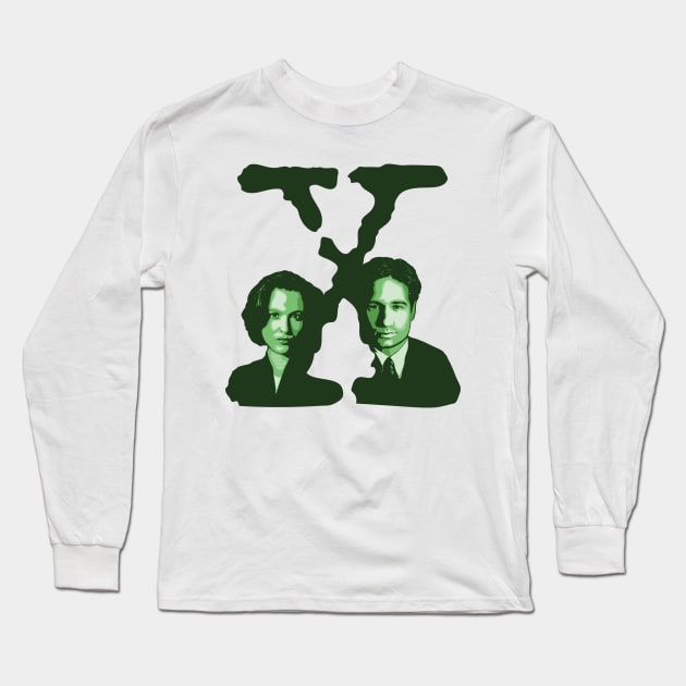 X-FILES - Scully & Mulder (green) Long Sleeve T-Shirt by Theo_P